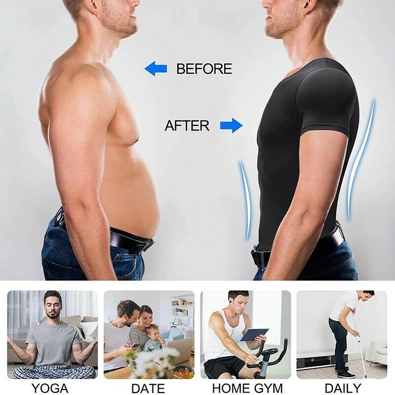 Men Crewneck Pullover T-Shirt Compression Shaper Tummy Control Slimming Tank Top