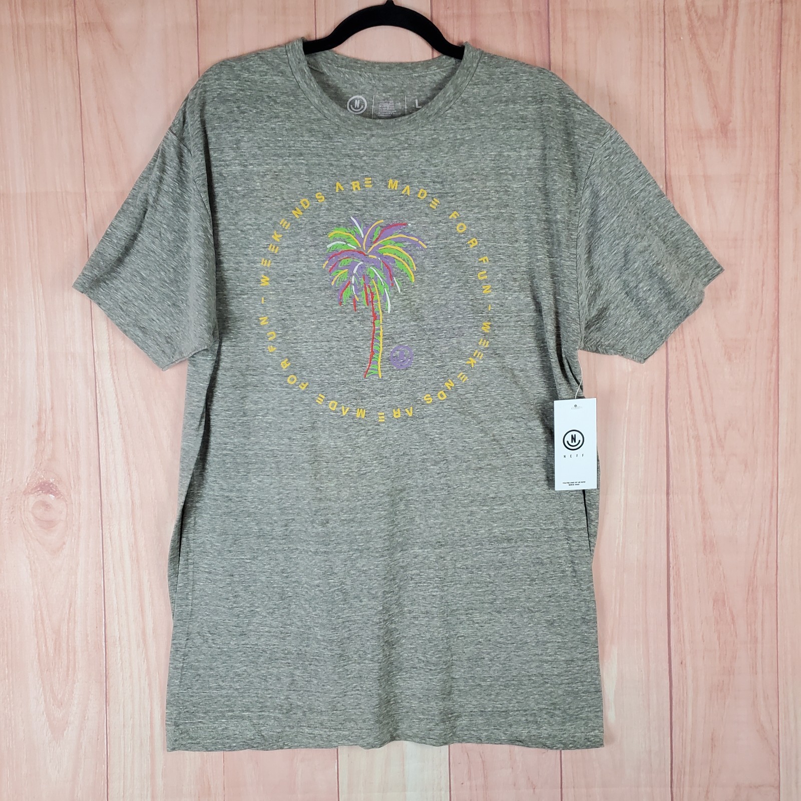 Neff Mens Shirt Large Gary 100% Cotton Crew Neck Short Sleeve Pullover Outdoor