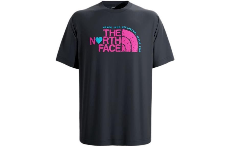 The North Face Heart Series Ss22 Heart Logo Letter Print Solid Color Round Neck