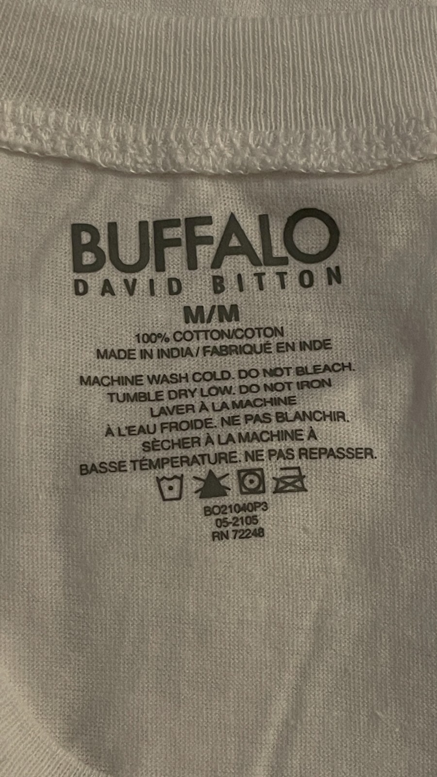 Buffalo David Bitton Men White Crew Neck T-Shirt 100% Cotton ( 1-Item)