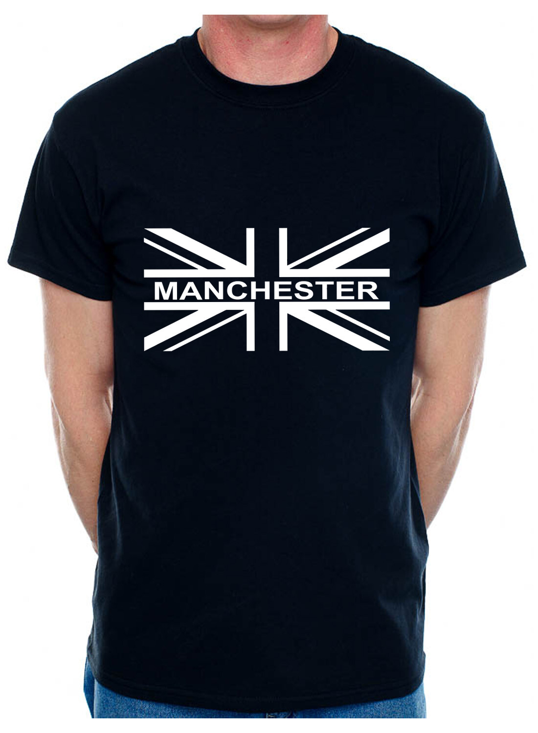 Personalised Mens T-Shirt Union Jack Manchester Any Town City Of Your Choice