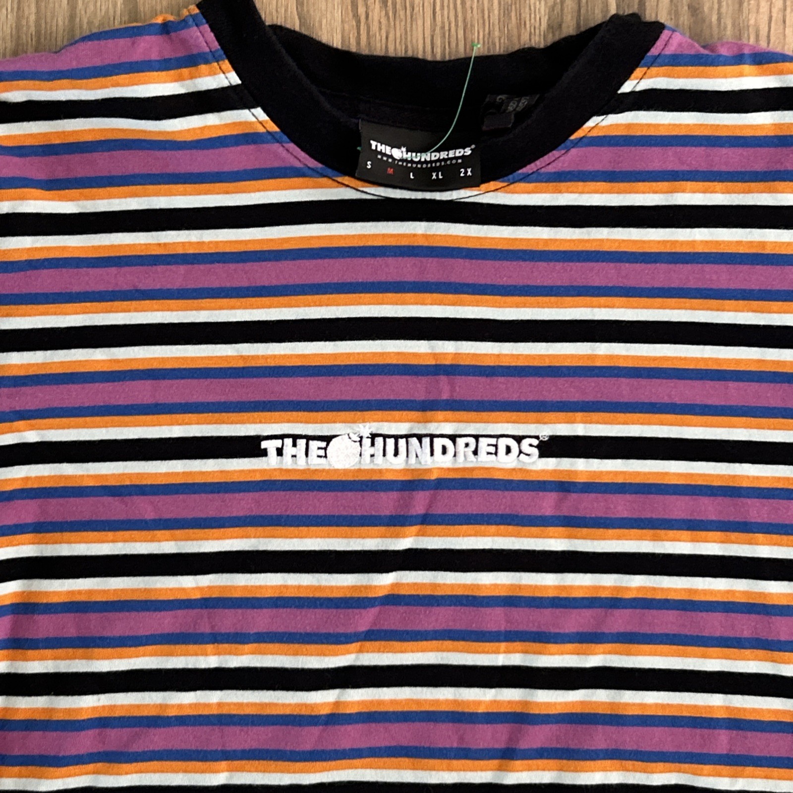 The Hundreds Multi-Color Striped T-Shirt Size Medium Y2K Vintage
