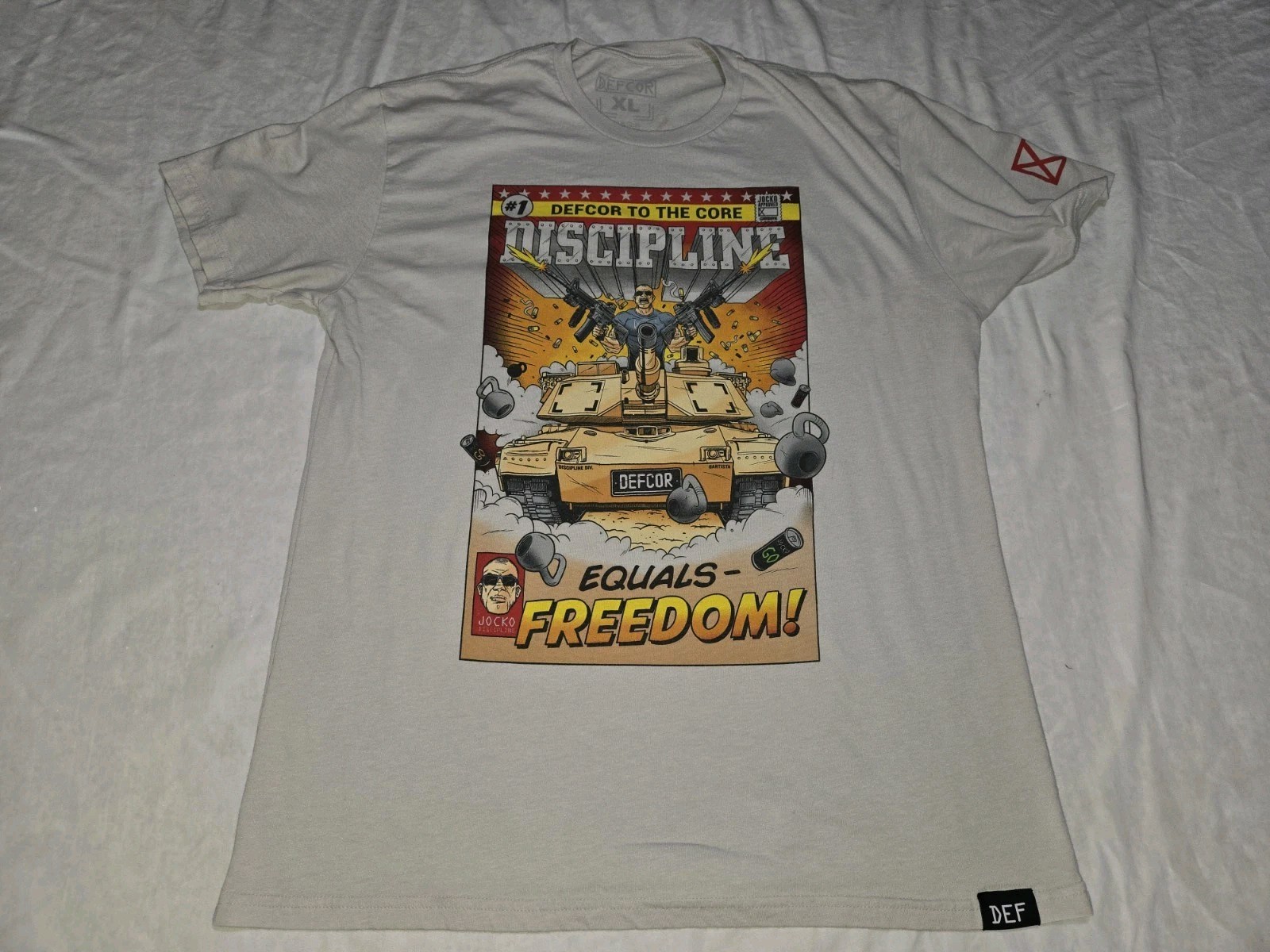 Defcor to the Core Discipline Equals Freedom Comic Shirt XL
