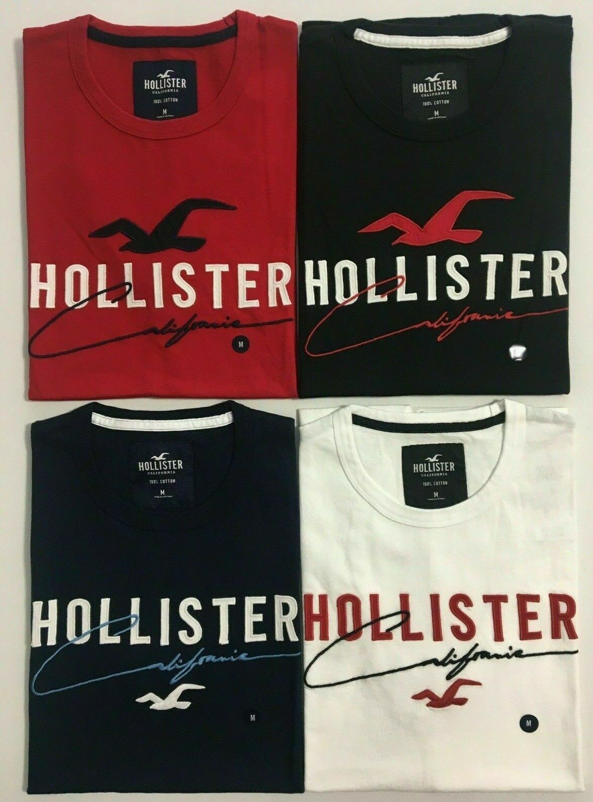 Hollister Men’s Applique Graphic T-Shirt Crew Neck Logo Tee Size XS S M L XL XXL