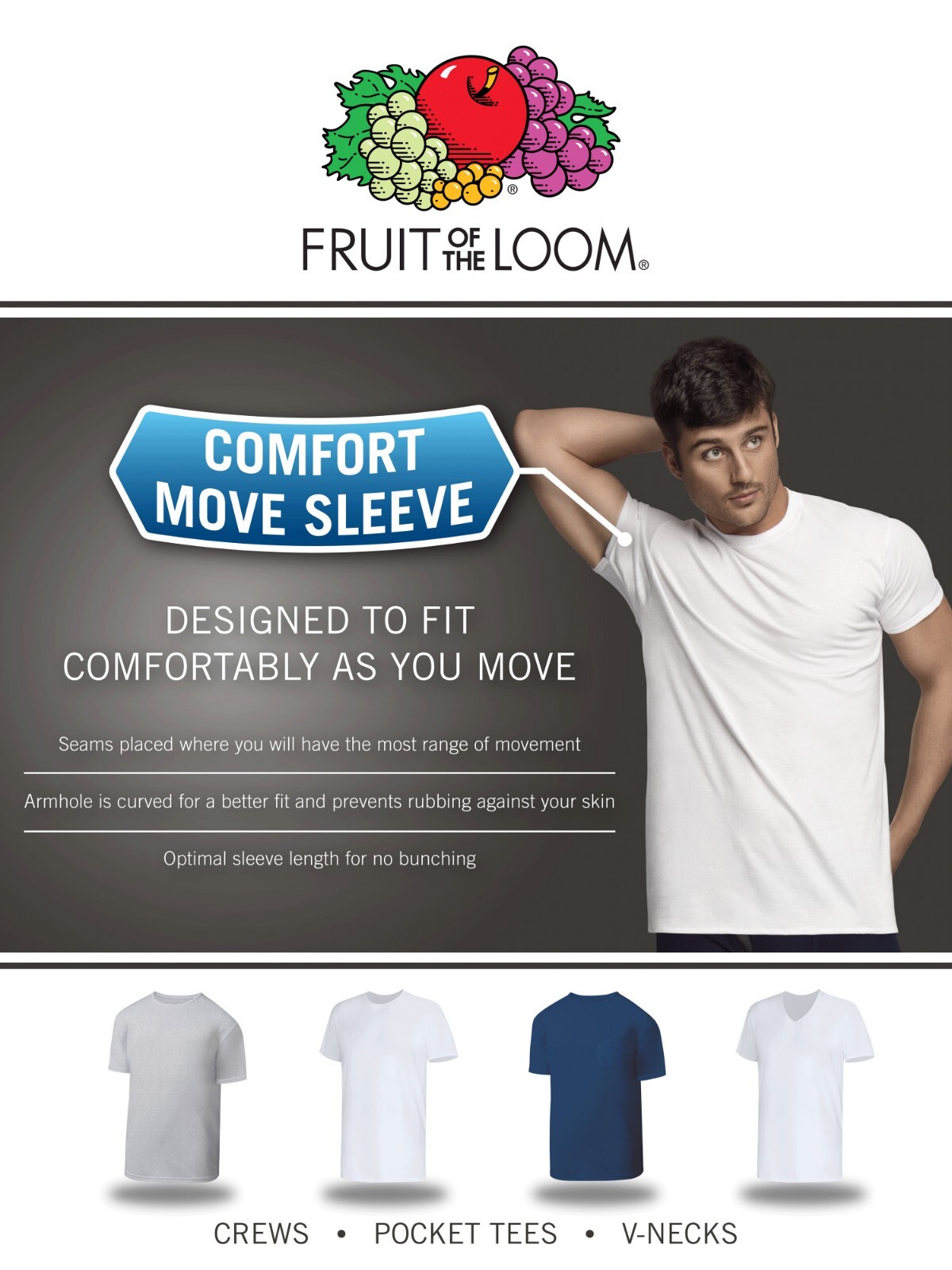 6 Pack Fruit of the Loom Men’s Crew T-Shirt Undershirts Super Value Cotton S-3XL