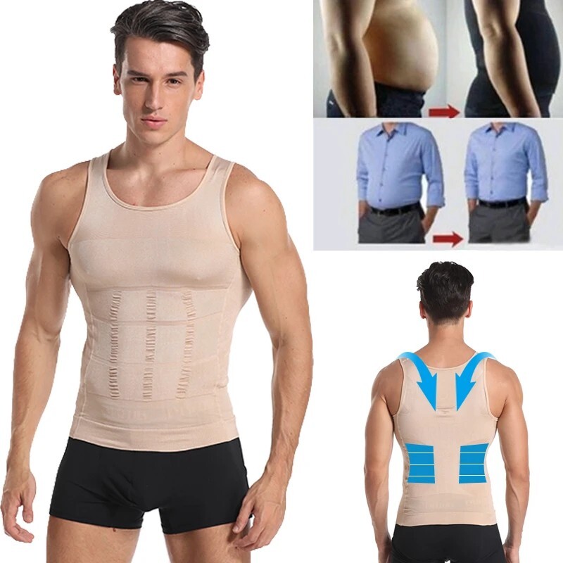 US Men Slimming Body Shaper Shirt Full Waist trainer Shapewear Corsets Gym Vest
