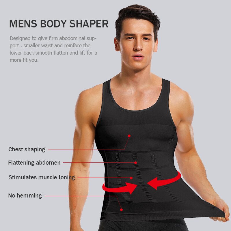 Mens Slimming Tummy Body Shaper Vest Compression T-Shirt Ultra Durable Tank Tops