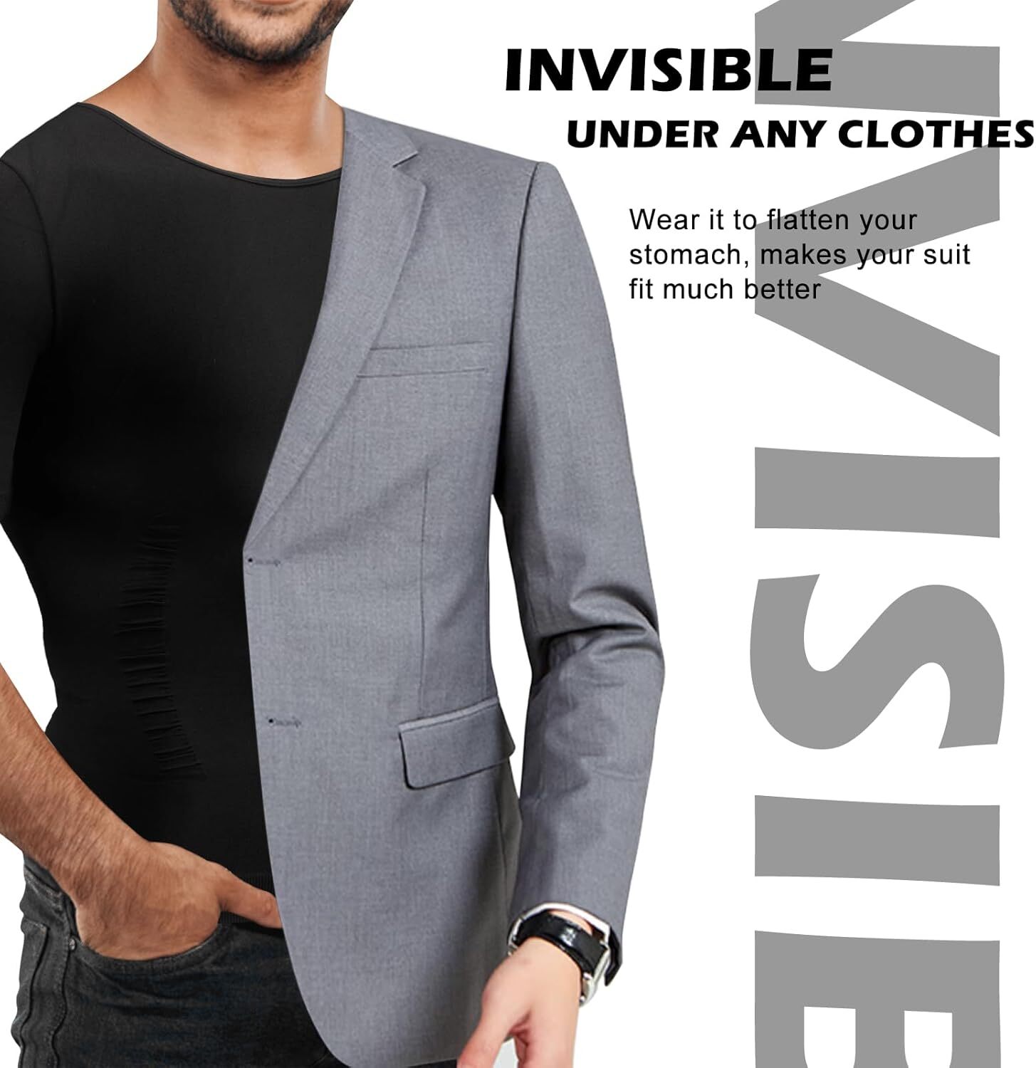 Mens Compression Shirt Slimming Body Shaper Tight Tank Top Breathable Underwear