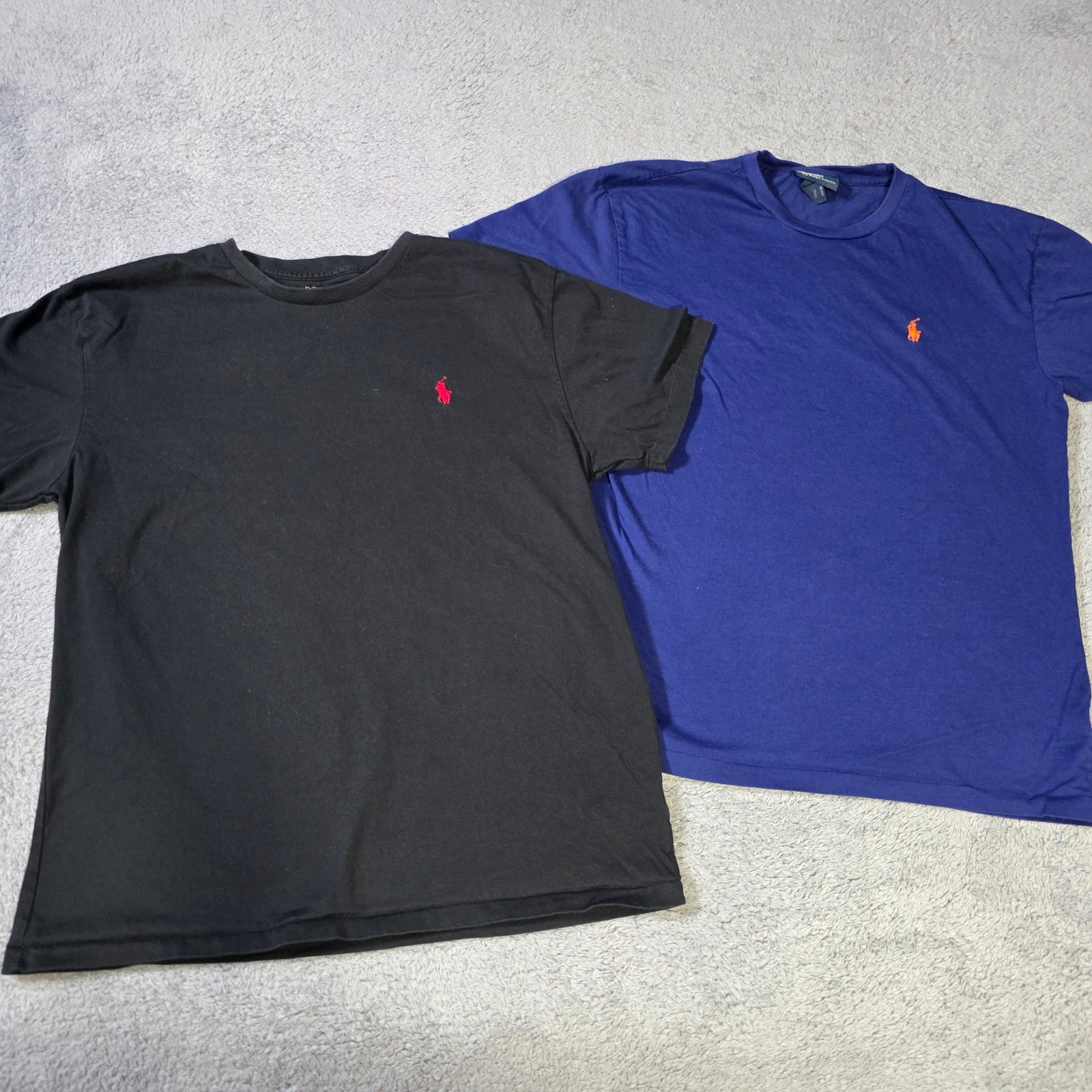 Polo Ralph Lauren Mens S/M 2pk T-Shirt Black Navy Blue Embroidered Pony Logo