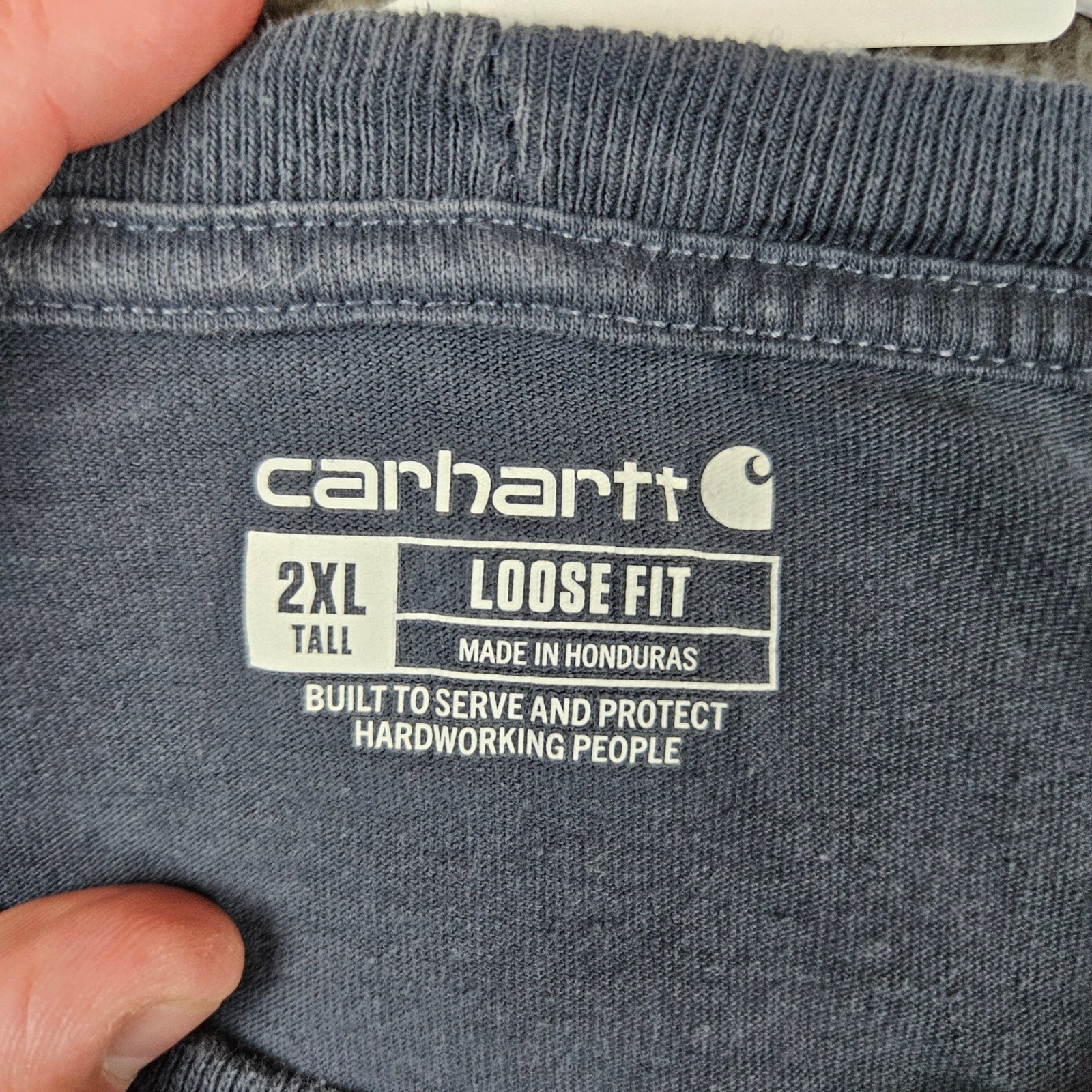 Carhartt K87 BLS Mens 2XL Tall Loose Fit Pocket T-Shirt Bluestone Cotton