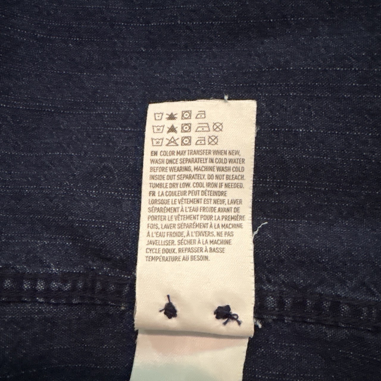 AEO Premium Indigo Chambray Denim Shirt Long Sleeve Button Up Blue Men’s Sz XS