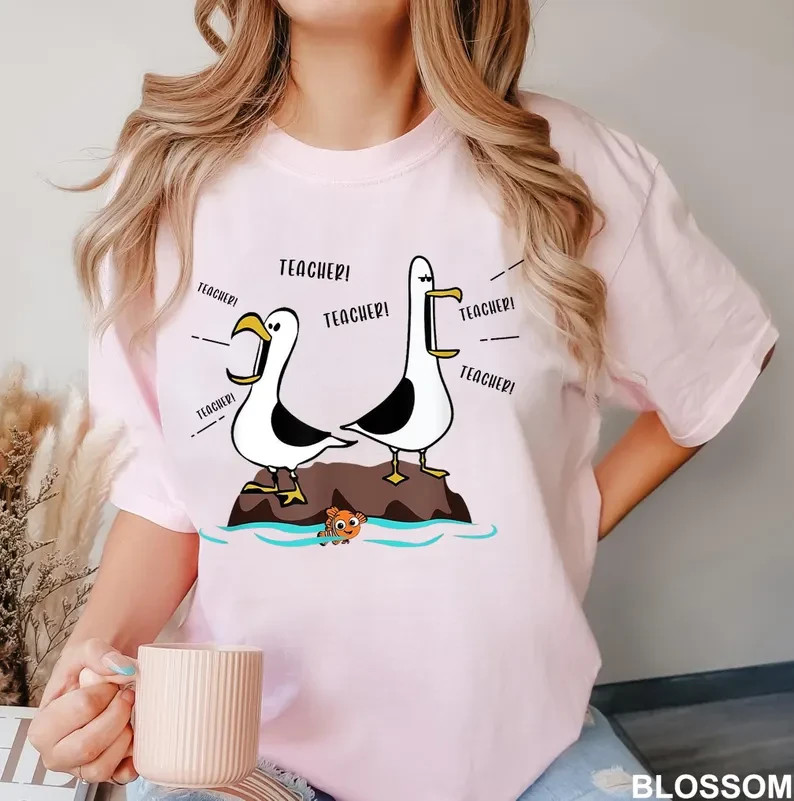 Personalized Teacher Shirt Funny Ms. Name Seagull Meme Graphic Tee Gift