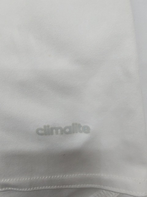 Adidas Men White Striped Climate T-Shirt Size M Regular Crew Neck Logo