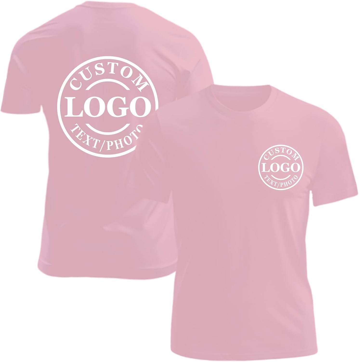 Custom Business Logo T-Shirt Front Back Upload Photo Text Logo 100% Cotton