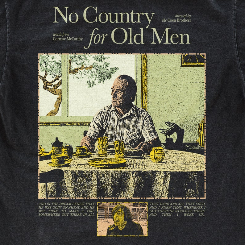 No Country for Old Men T-Shirt Coen Brothers Movie Tee Gildan 5000 Black