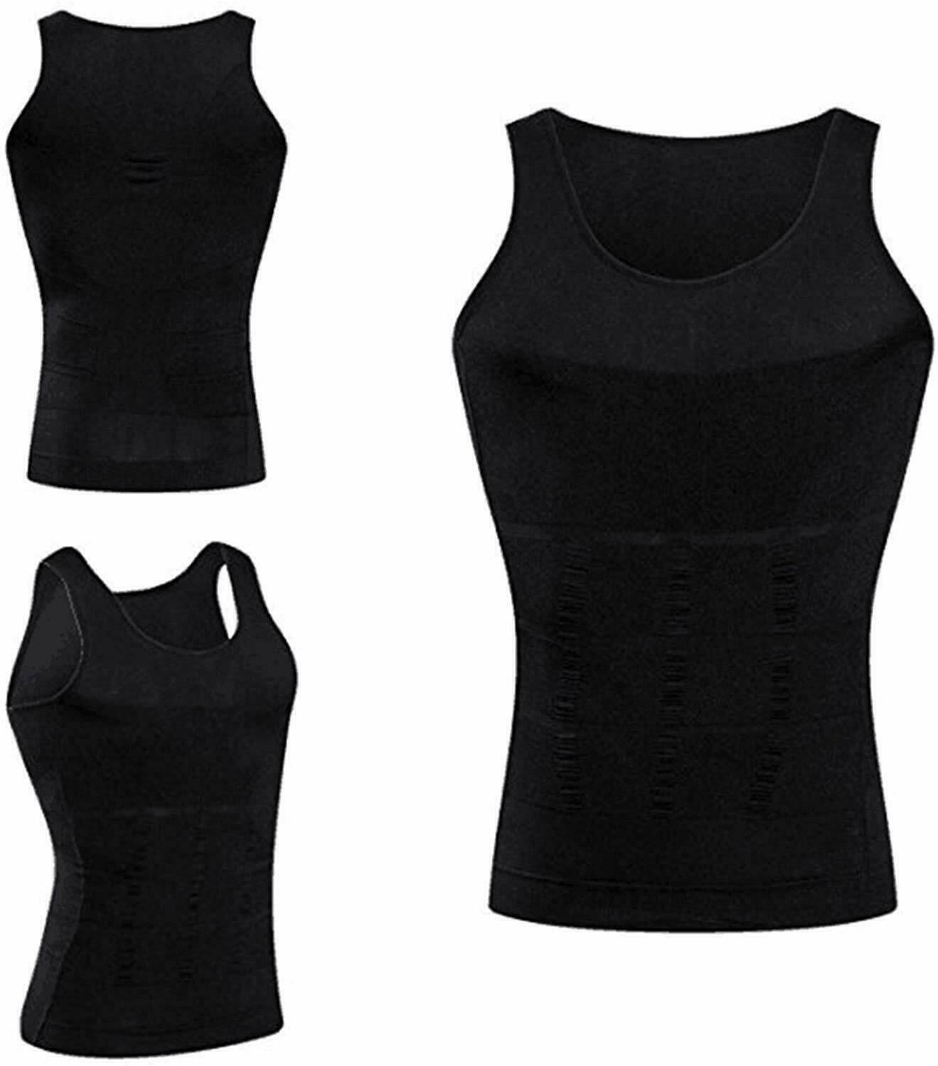 Mens Compression Shirts Slimming Body Shaper Vest Tight Tank Top Tummy Control