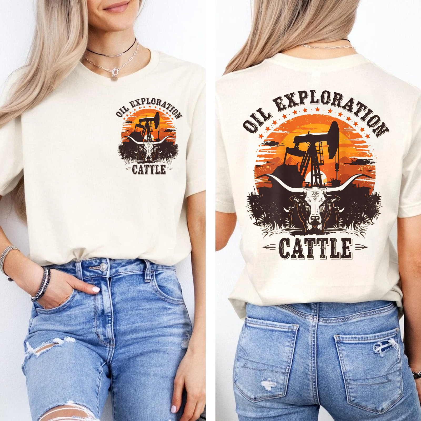 CTT Oil Exploration & Cattle Company Texas T-Shirt | Front & Back Print
