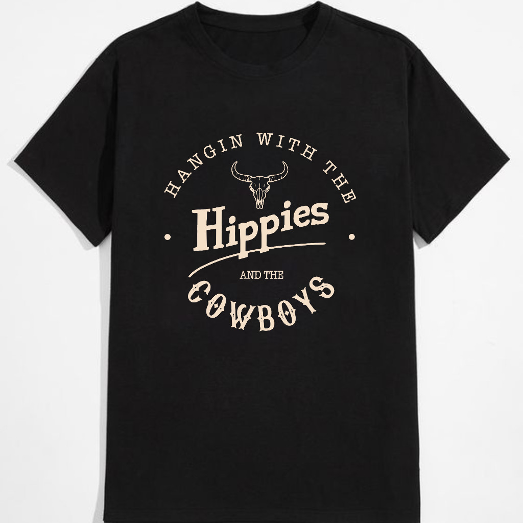 Hippie and Cowboy Style T-Shirt Hoodie for Relaxed, Casual Wear