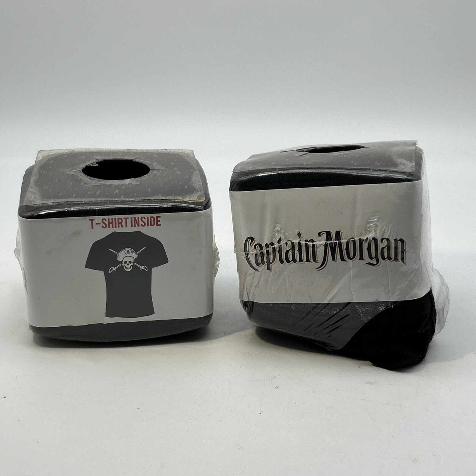 2-Vtg Captain Morgan Graphic T-Shirts Pirate Logo Front Back Rum (Size Unknown)