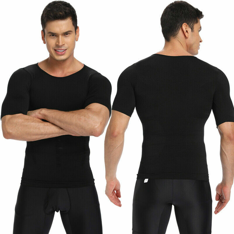 Men Classic Sleeveless Slimming Body Shaper Workout Shirt Belly Control Tank Tee