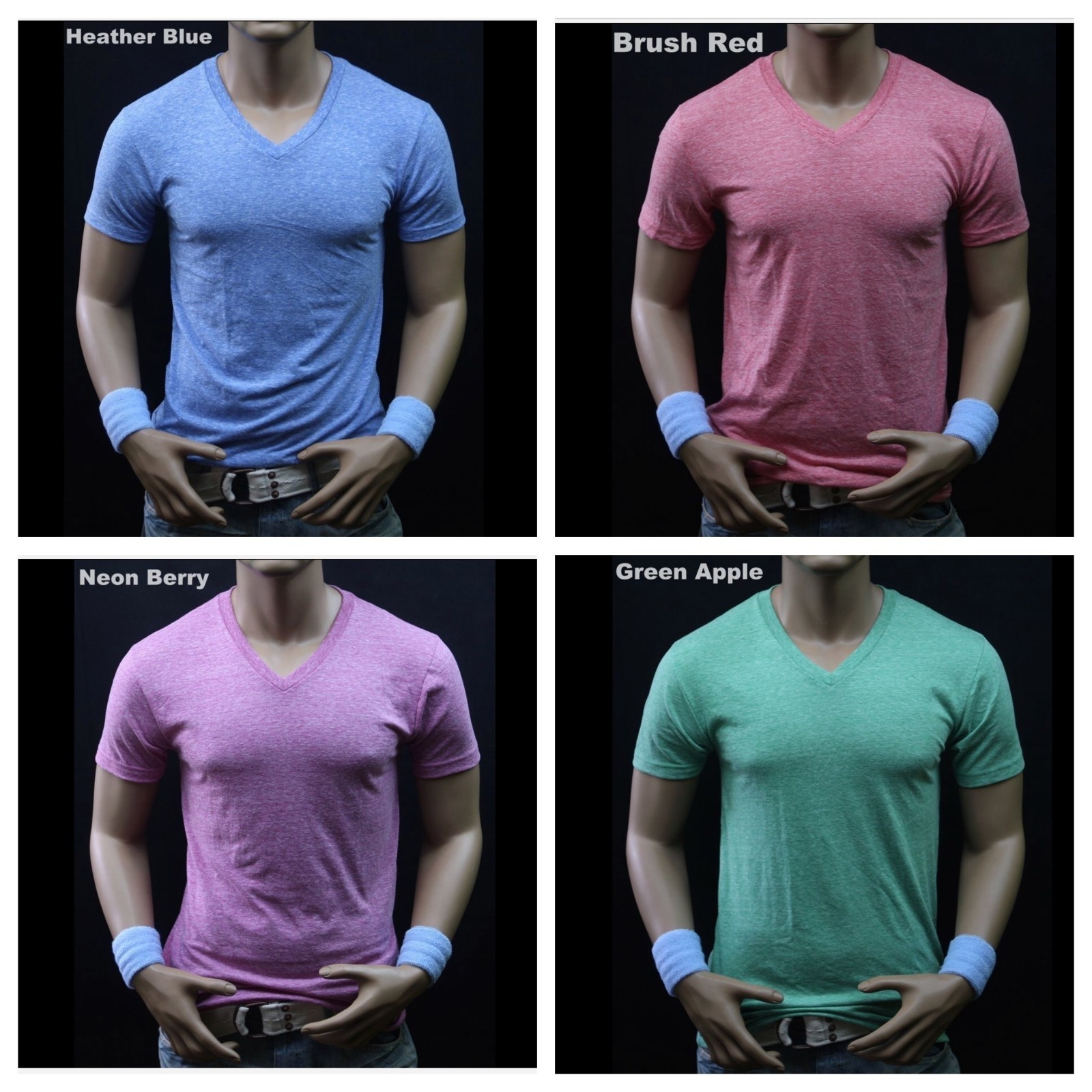 Men Slim T-Shirt V-Neck Fashion Muscle Plain Solid Casual Active Gym Tee S-2X