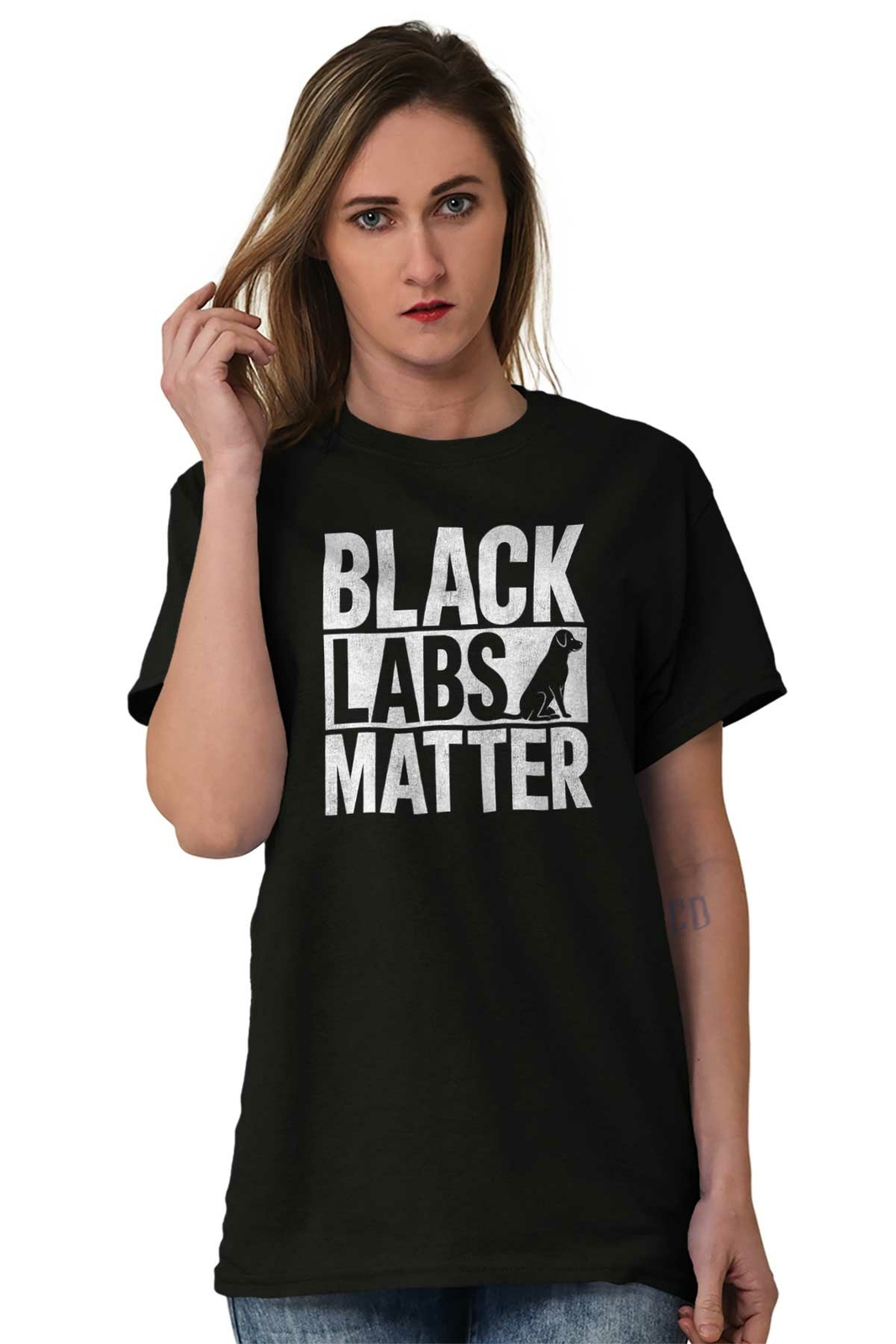 Black Labs Matter Funny Pet Dog Owner Gift Adult Short Sleeve Crewneck Tee