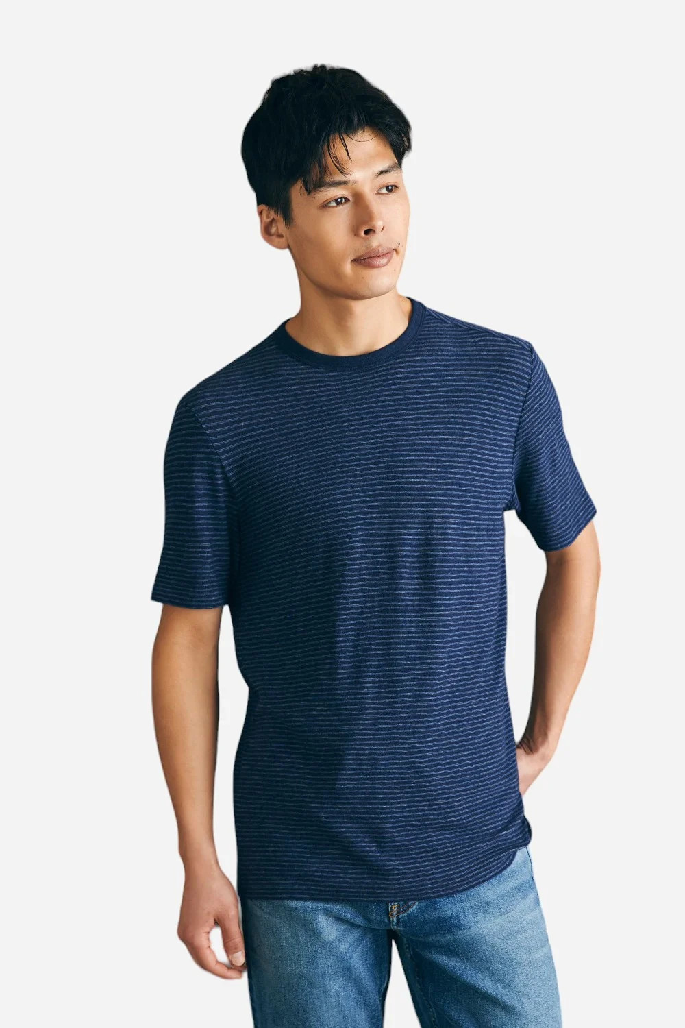 Faherty Vintage Chambray Tee T Shirt Men’s XL Navy Cove Striped $78 NWT