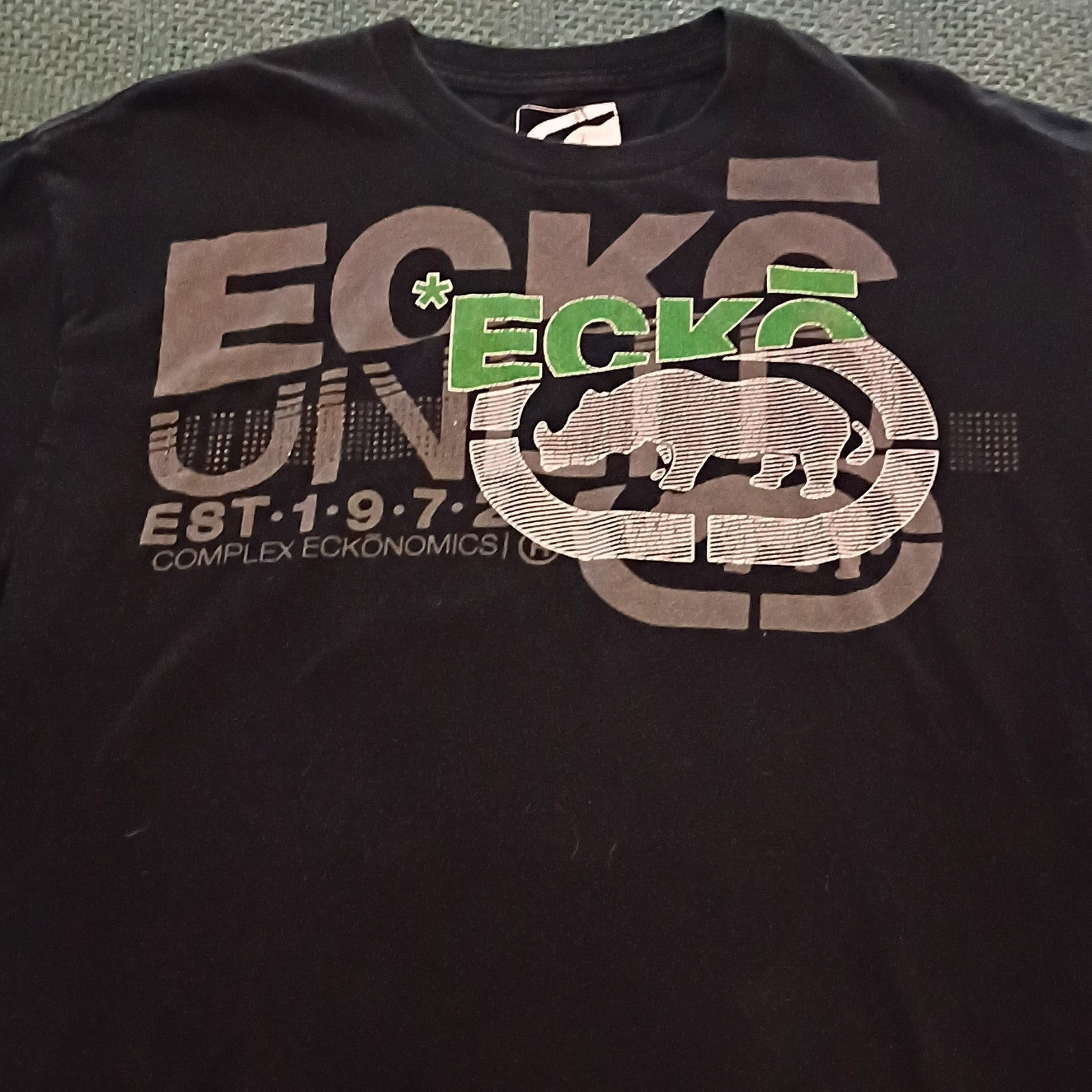Ecko Unltd. Vintage Men’s L Black Graphic Rhino Crew Neck Cotton Tee