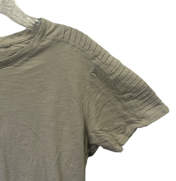 Primark T-Shirt Mens Tan Cotton Size Med Round Neck Pleated Sleeve Round Bottom