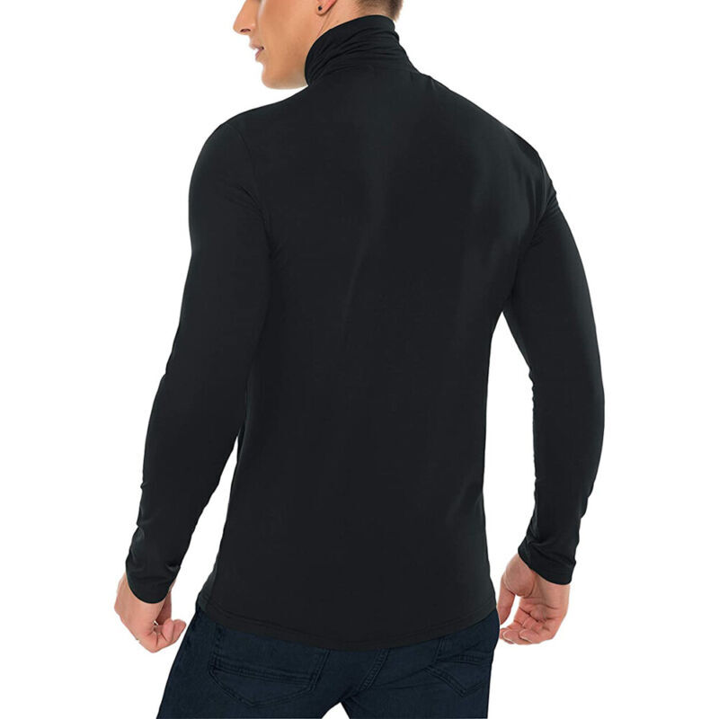 Men Mock Turtleneck T-Shirt Long Sleeve Pullover Seamless Undershirt Basic Tops