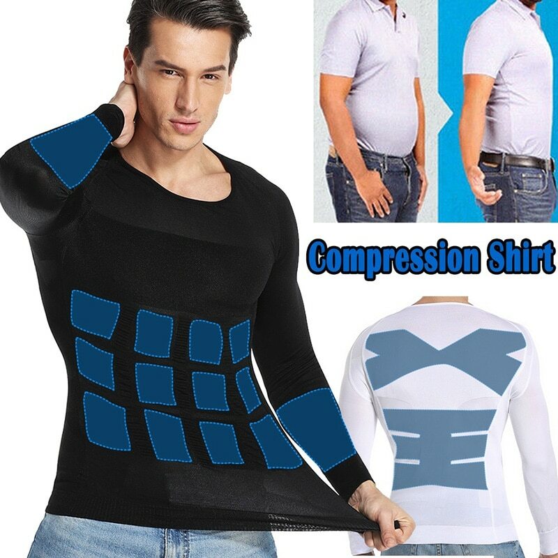 Men’s Slimming Body Shaper Tummy Control Shapewear Compression T-Shirt Vest Tops