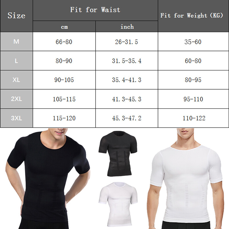 Mens T-Shirt Body Shaper Vest Abs Abdomen Slimming Compression Fitness Shapewear