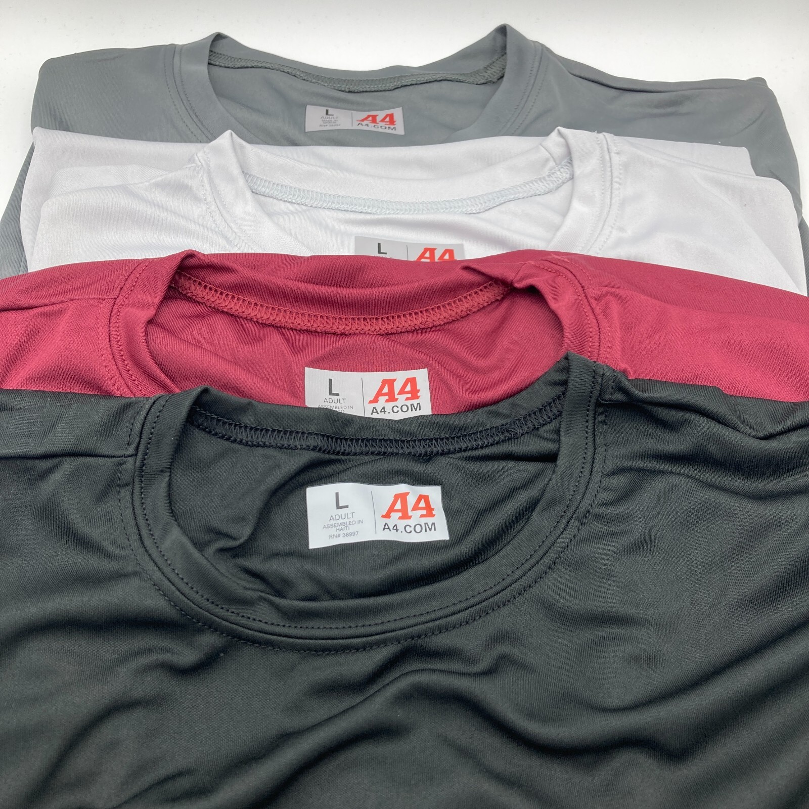 A4 Men’s 4 Pack Cooling Performance T-Shirt Workout Running Dri-Fit Athletic