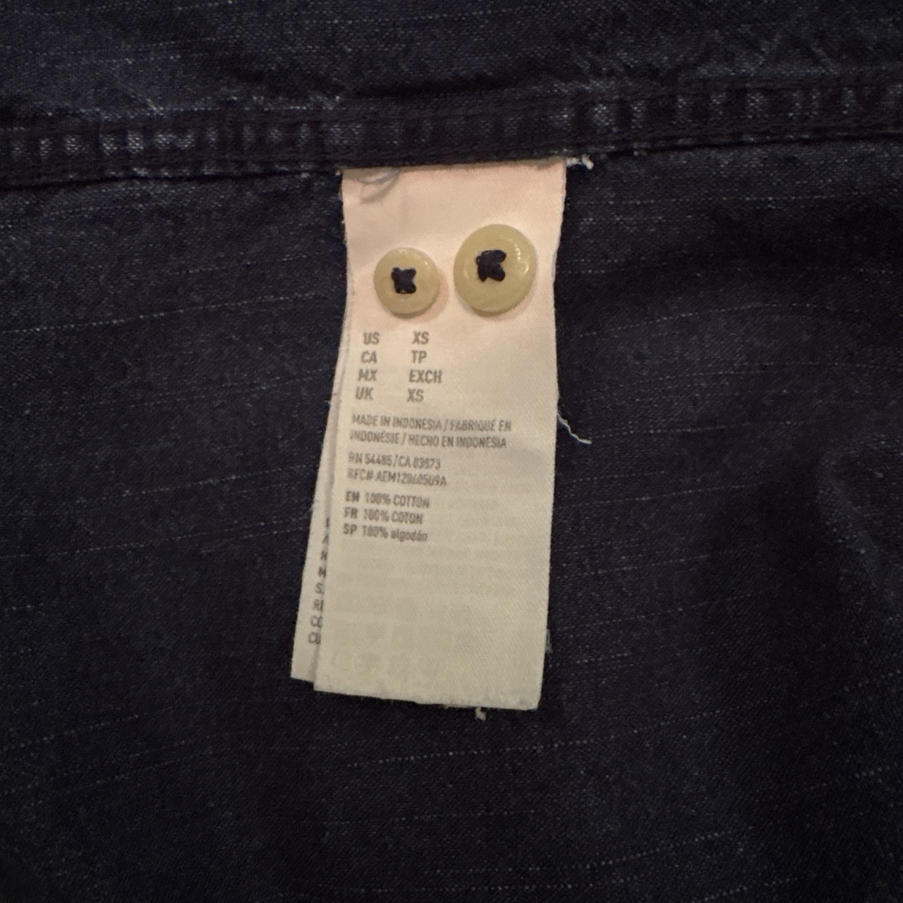AEO Premium Indigo Chambray Denim Shirt Long Sleeve Button Up Blue Men’s Sz XS