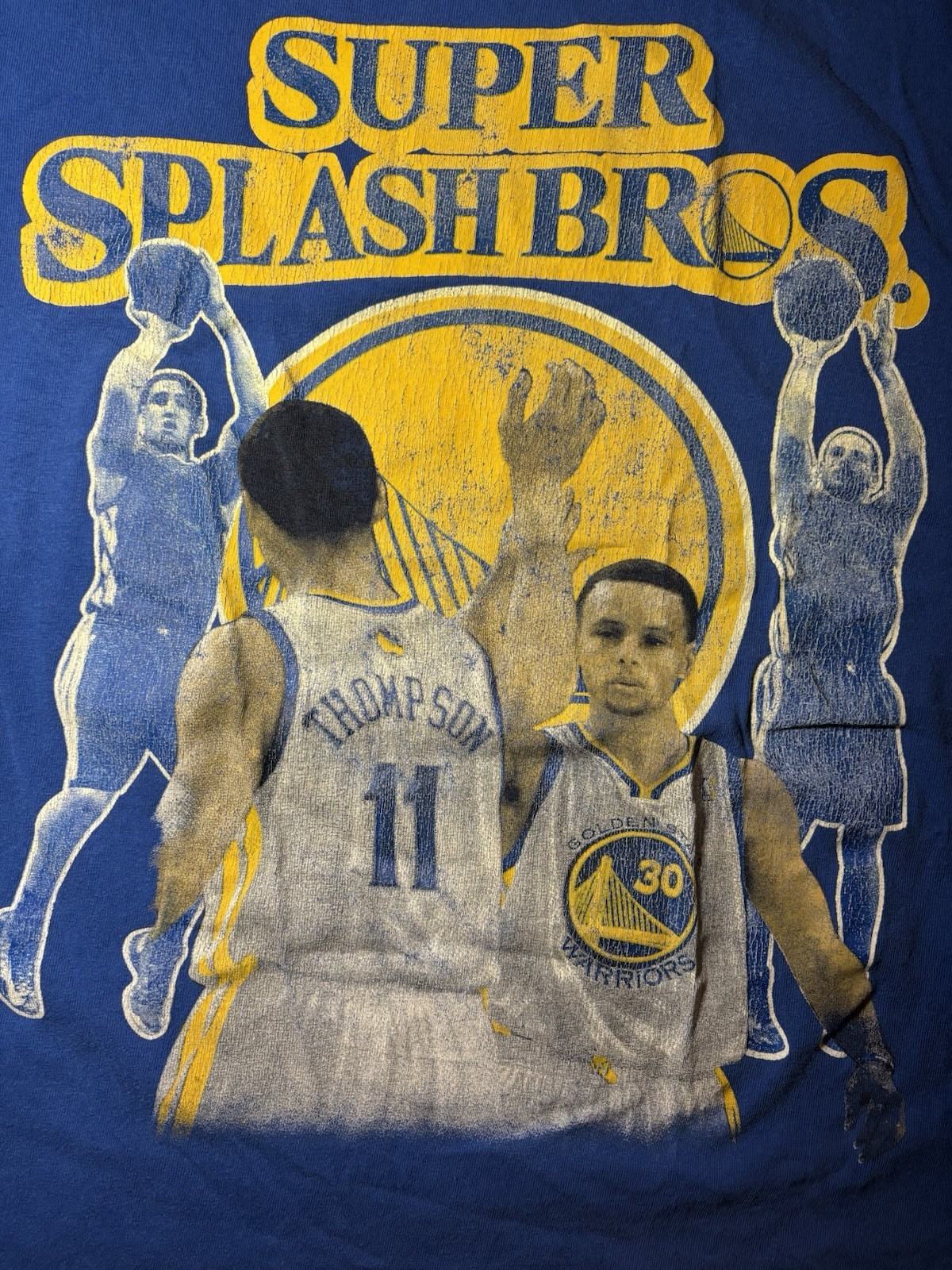 Super Splash Bros Steph Curry Klay Thompson Mario Basketball Parody Shirt Medium