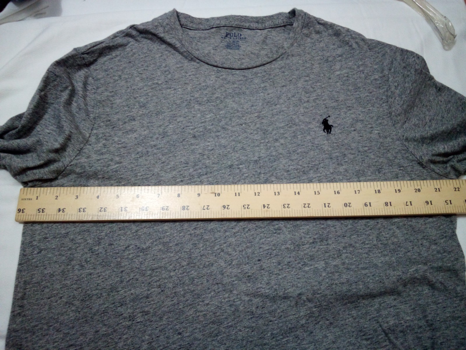 Polo Ralph Lauren T-Shirt Men L Custom Fit Gray Black Pony Crew Long Sleeve