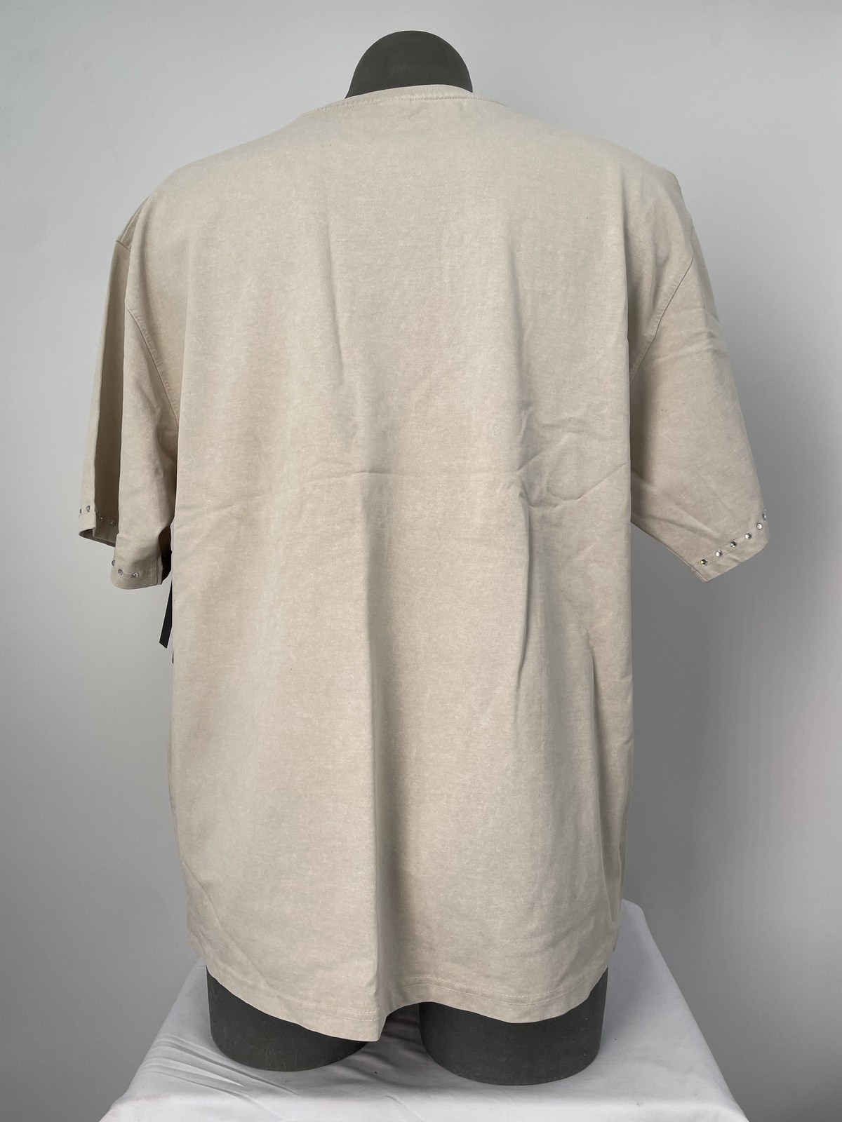 Elite Mens T-Shirt Beige/Multi Size XL Legends Embellished Graphic Print Cotton