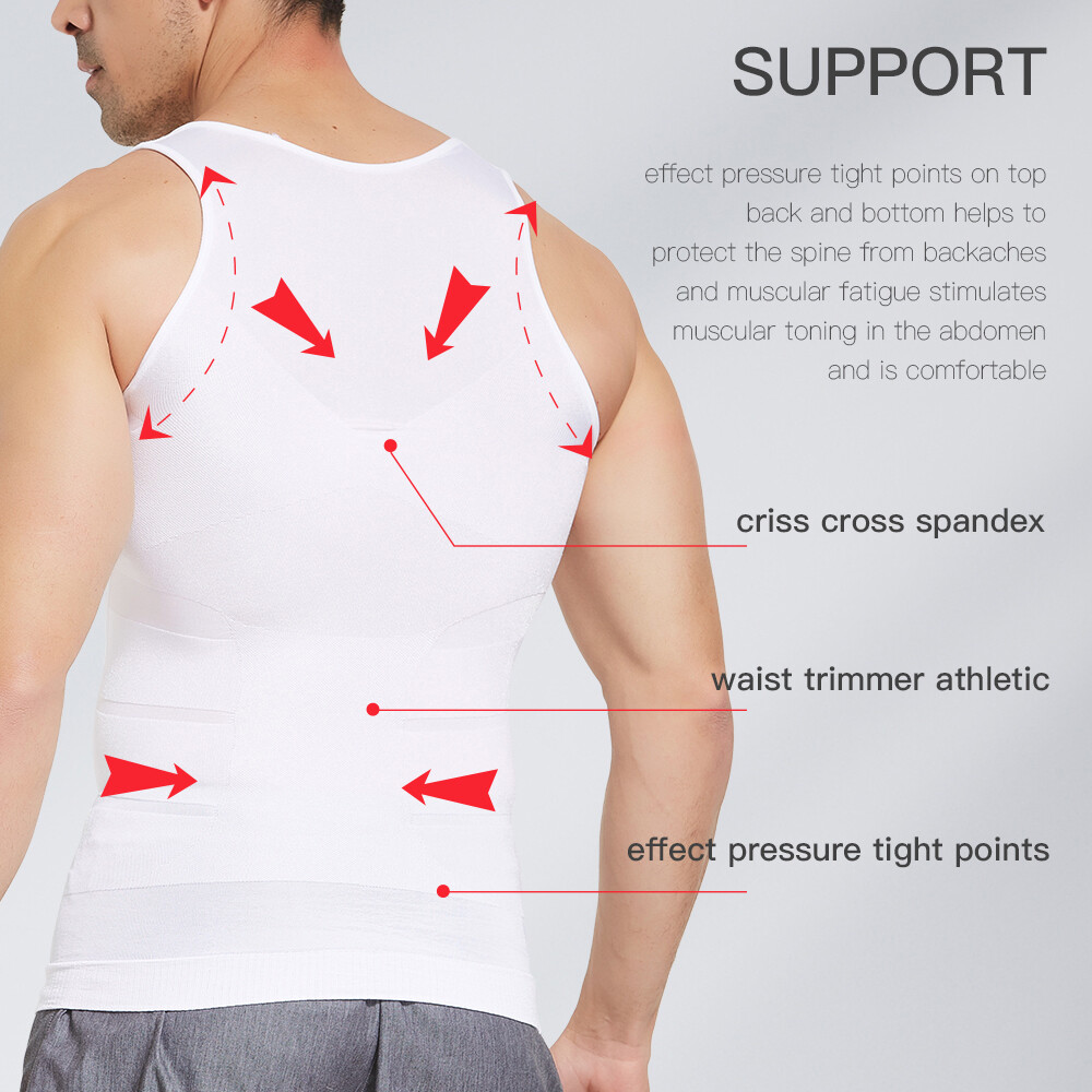 Men’s Body Shaper Toning T-Shirt Ultra Durable Tank Compression Underwear Vest