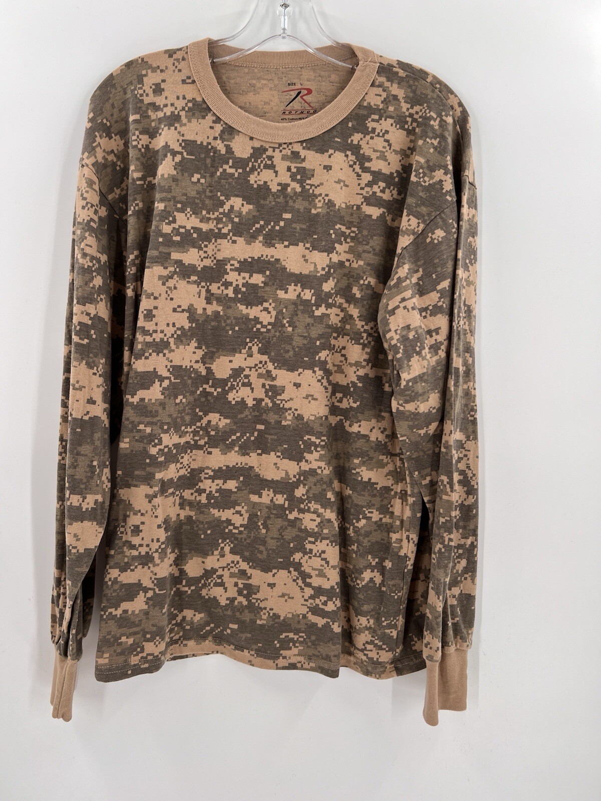 ROTHCO DIGITAL CAMO LONG SLEEVE TEE SHIRT SIZE LARGE EASY WEAR MACHINE WASH