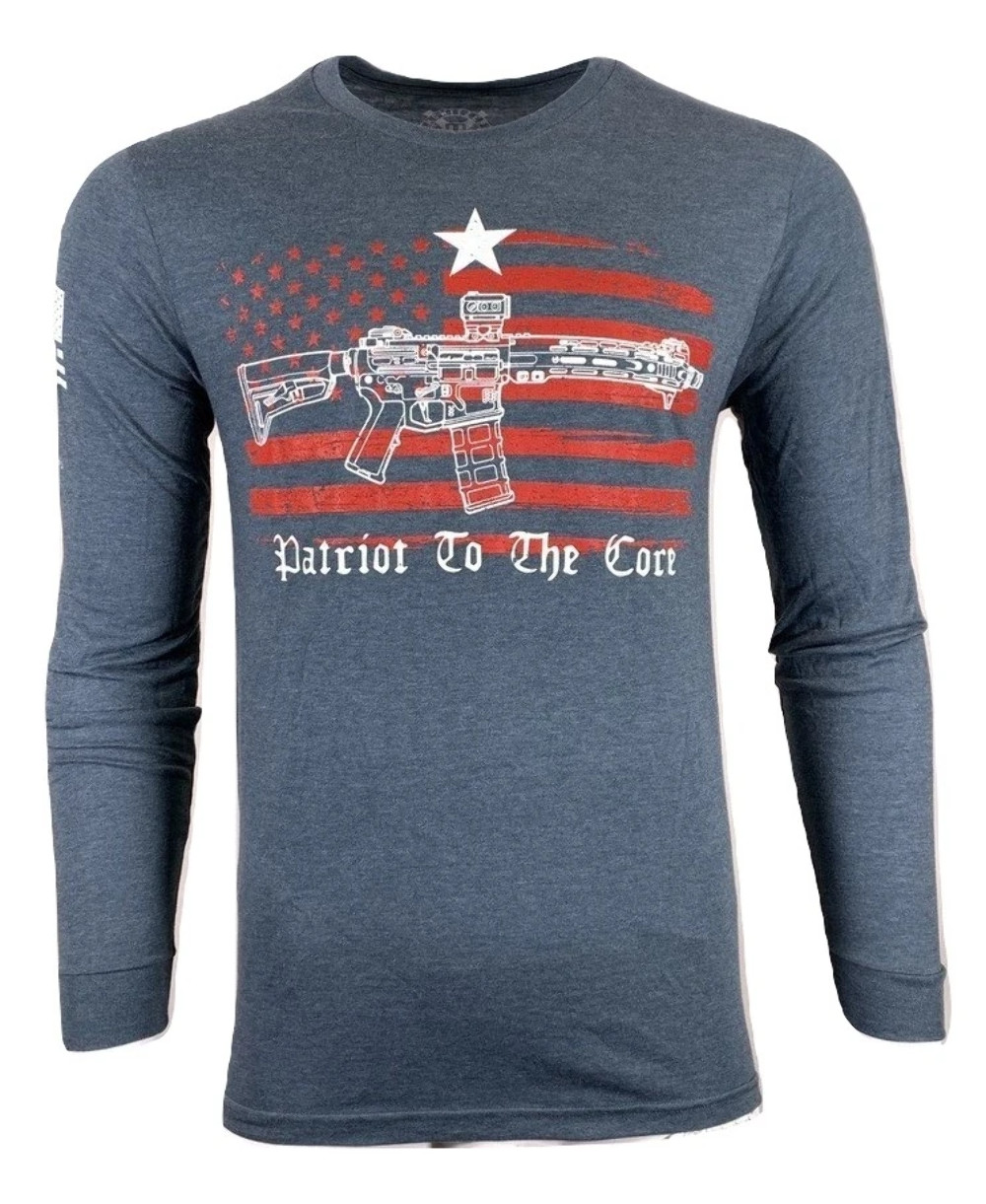 Howitzer Style Men’s T-Shirt PATRIOT TO THE CORE Gray Military Grunt S M L XL 2X