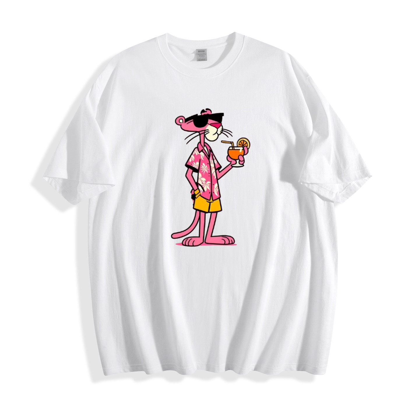 Pink Panther Tropical T-Shirt – Cool Cartoon Character Design Unisex Tee