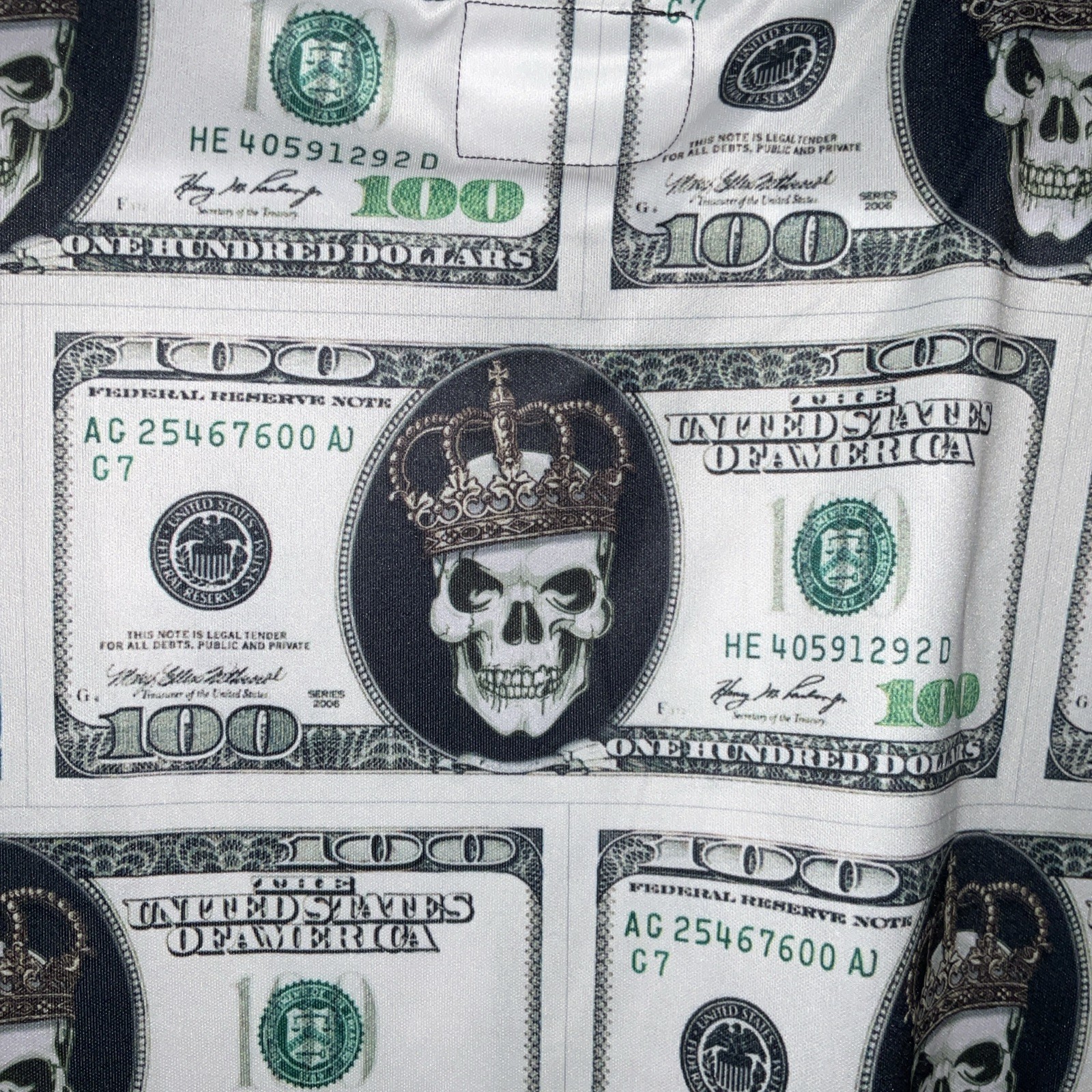 FRESH PRINTS OF BEL AIR POLYESTER DOLLAR GOLD CROWN SKULL PRINT T-SHIRT 3X L NWT
