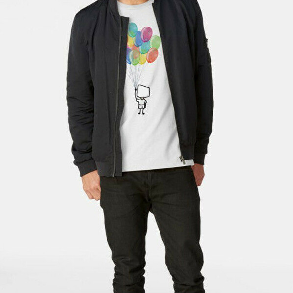 Fashion Designer Rainbow Balloon T-Shirt Slim Fit Unisex White Tee Size S – 3XL
