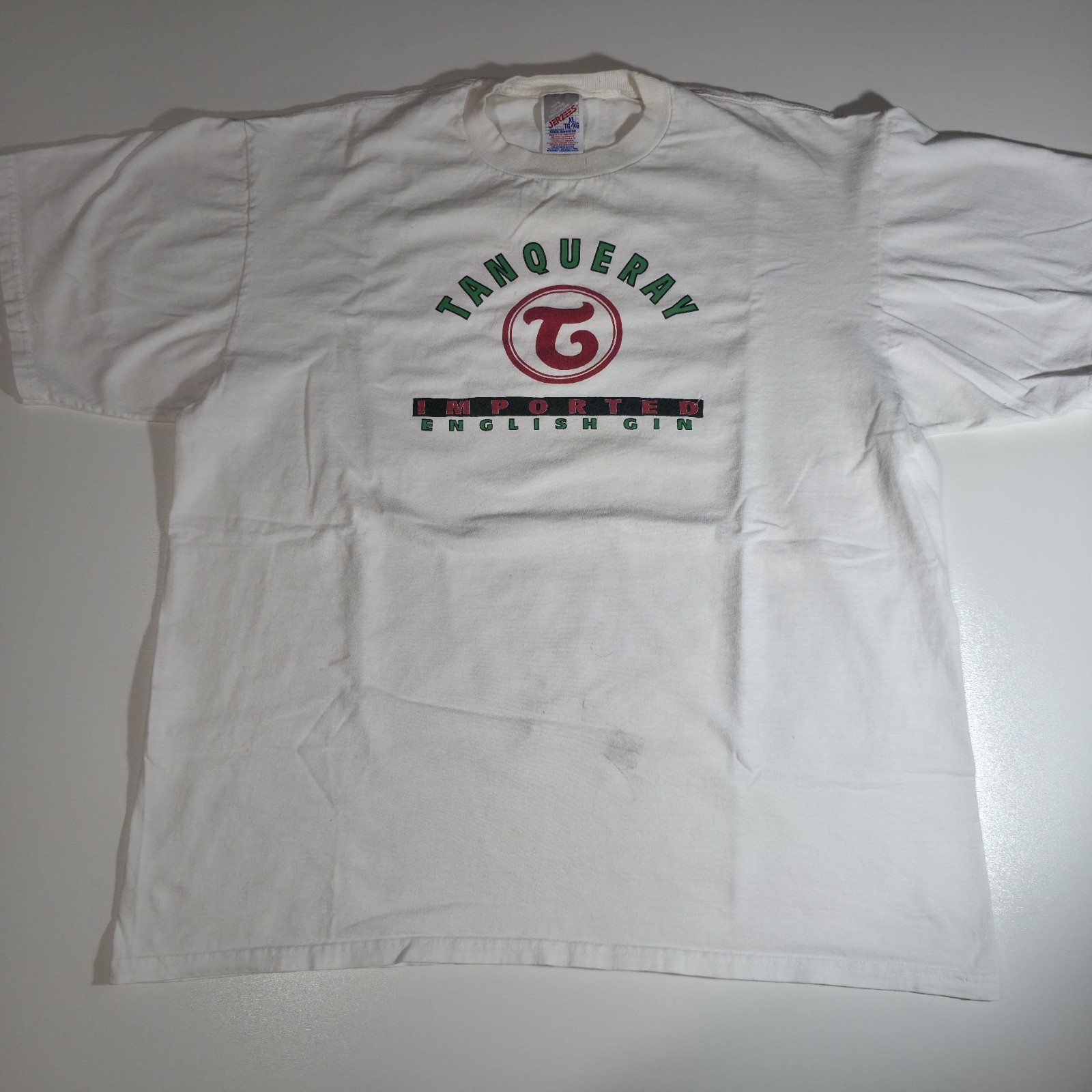 Vintage Tanqueray Imported English Gin T Shirt White XL Jerzees 90s Y2K