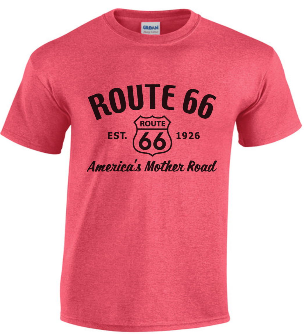 Rt 66 Mens T-shirts Mens Graphic Tees Route 66 Sign Highway Biker Road Trip