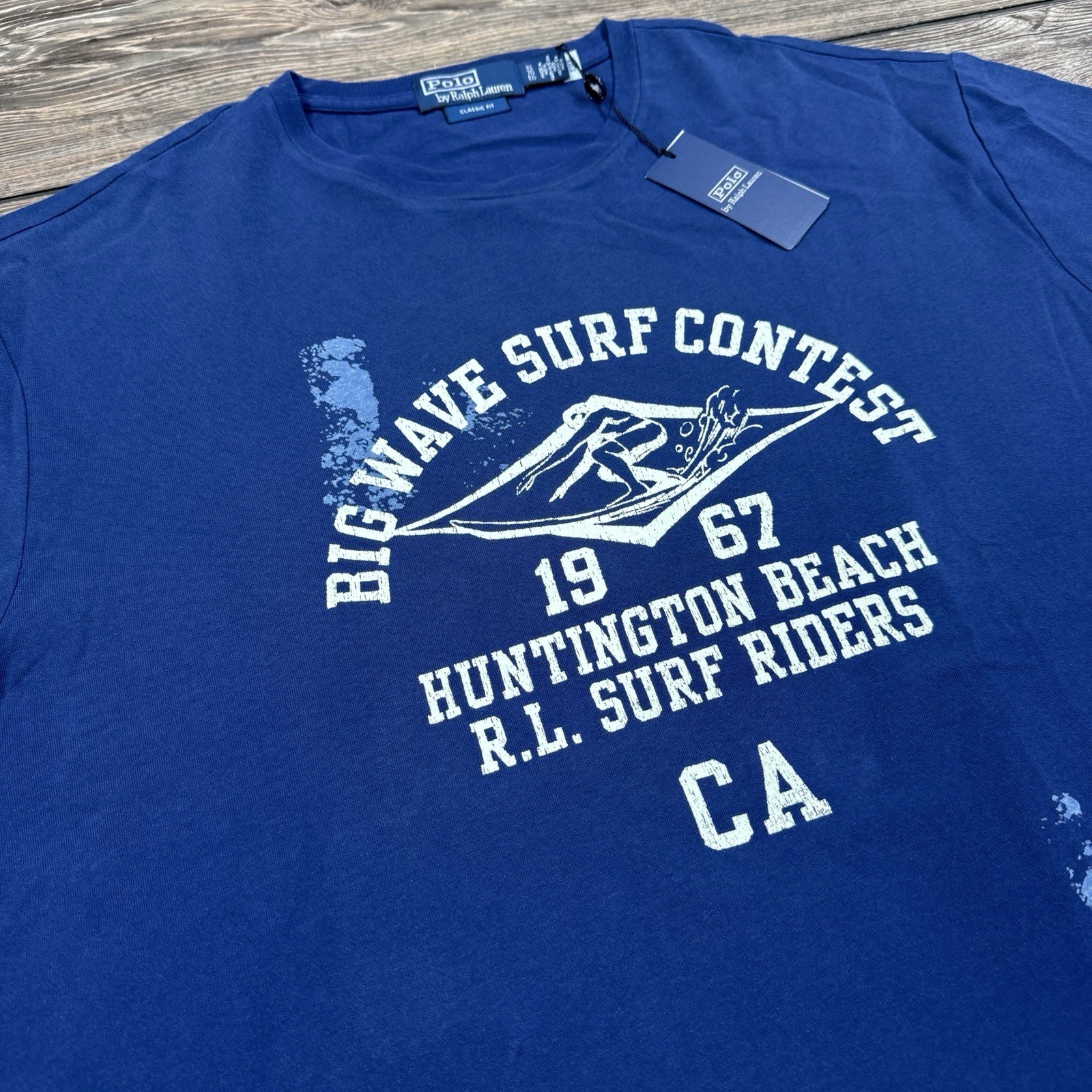 Polo Ralph Lauren Men’s Classic Fit Big Wave Surf Contest T-Shirt Blue SZ XL NEW