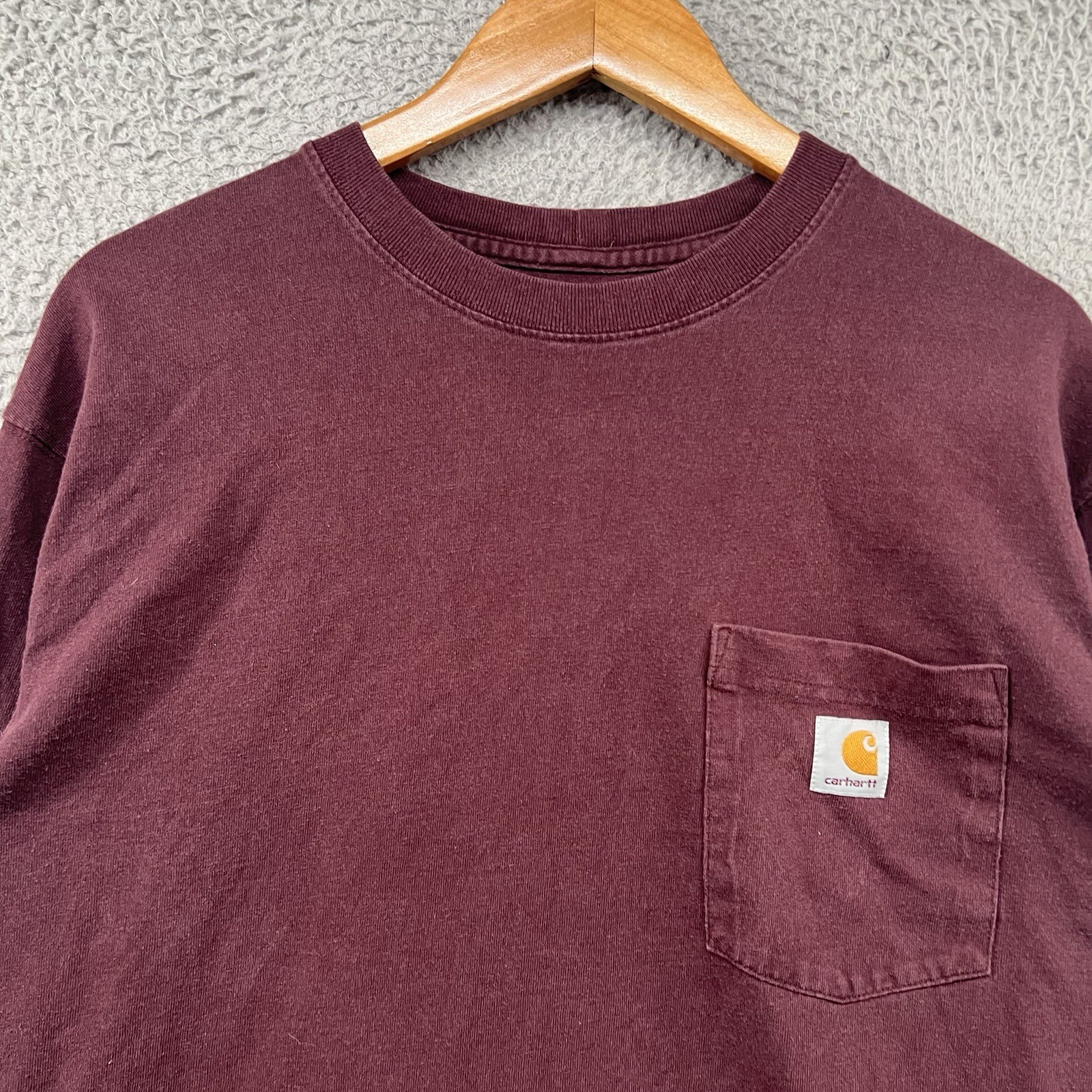 Carhartt Shirt Mens Large Tall LT Red Pocket T Relaxed Loose Long Sleeve Crew