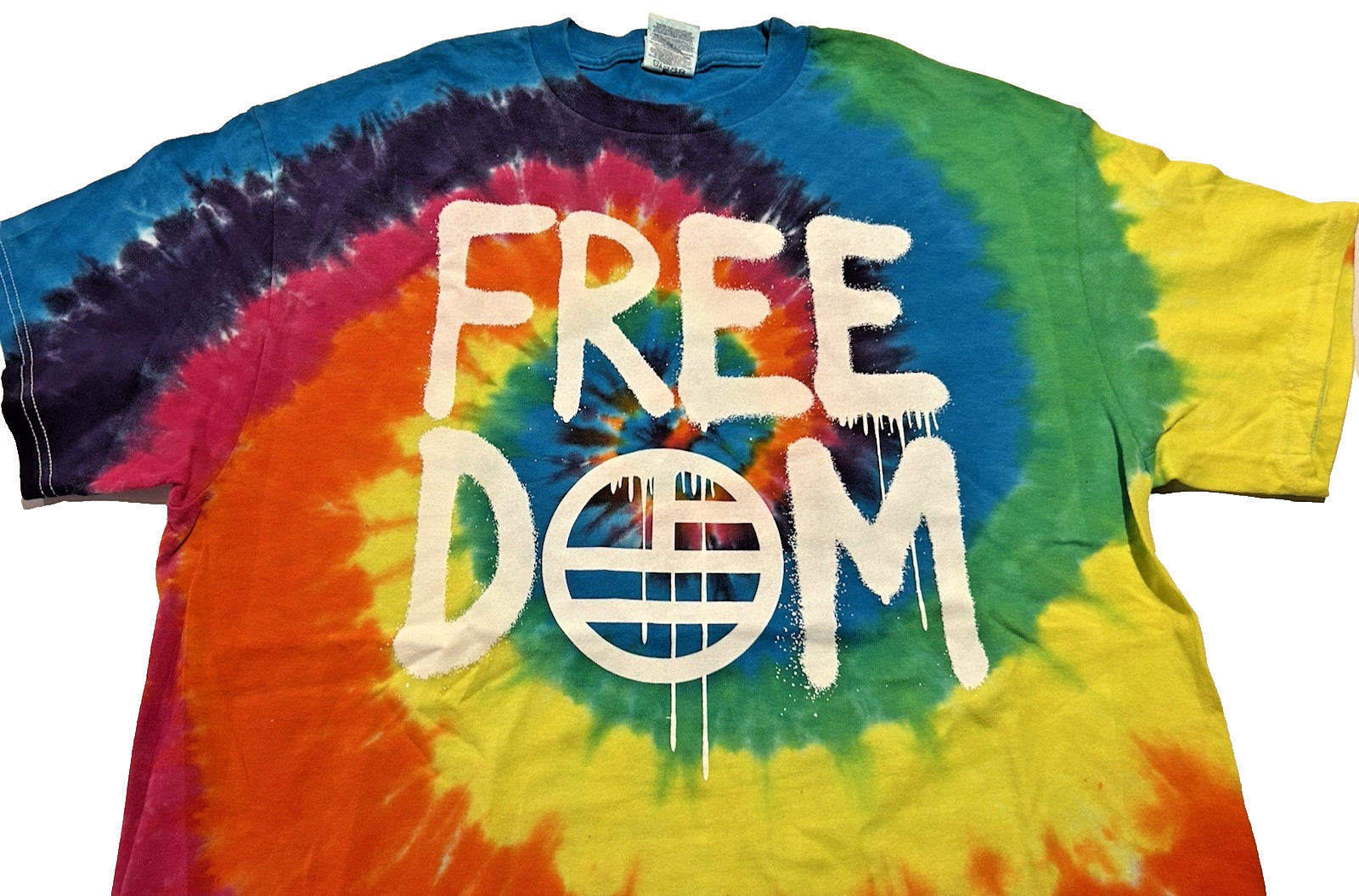 Liquid Blue Freedom Multi color Tie Dye T-Shirt Size Large Made In USA New