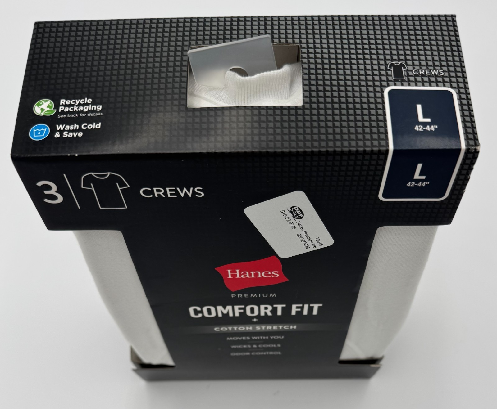 Hanes Premium Mens Crew T-Shirts Size L White Comfort Fit 3-Pack NWT
