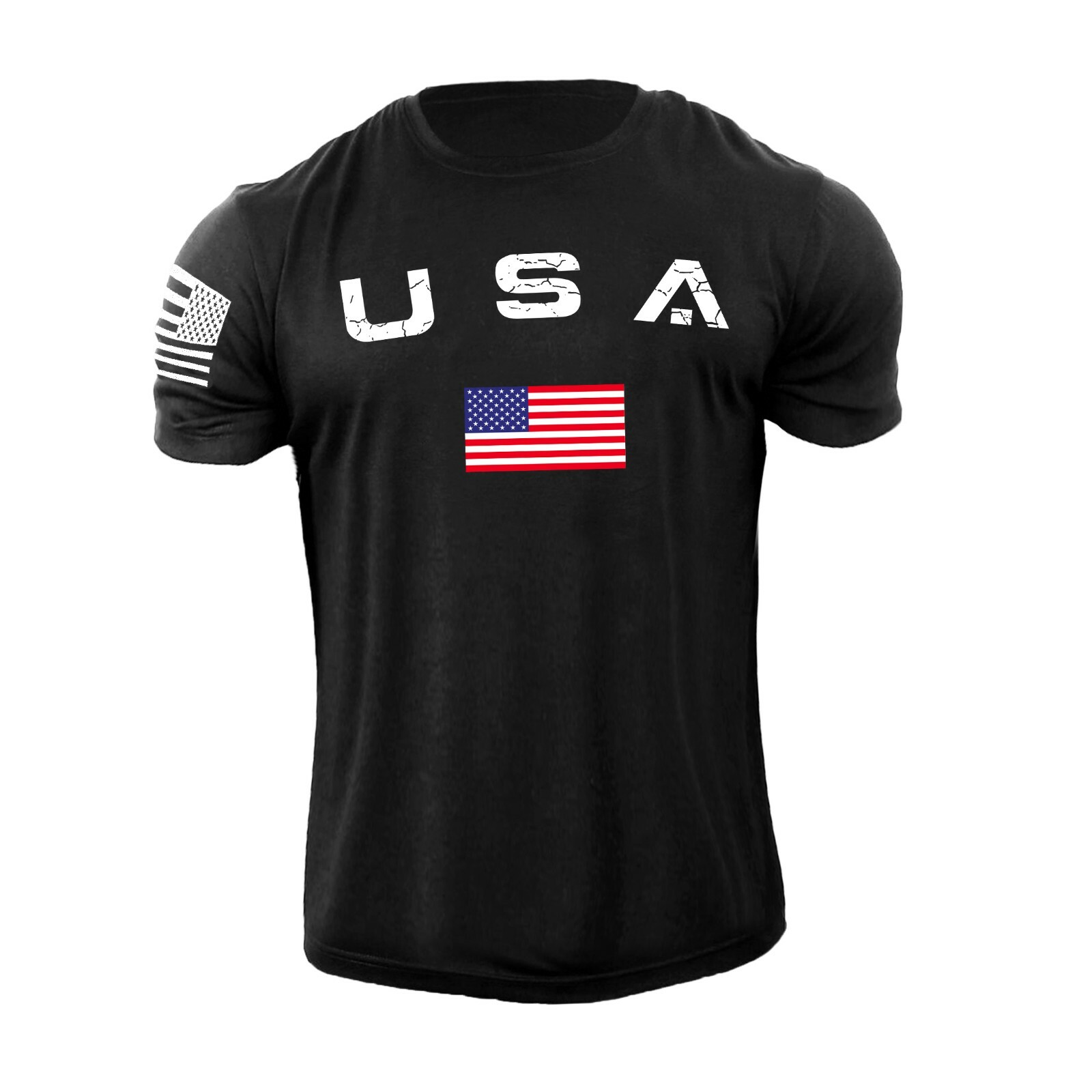 New Men’s Casual USA Flag T Shirt American Patriotic 100% Cotton Plus Size L-6XL